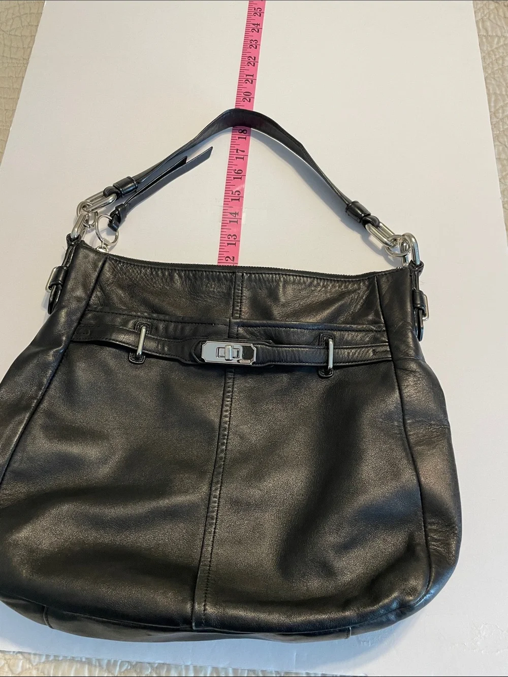 Coach #F17816 Chelsea Ashlyn Black Leather Hobo Shoulder Bag Silver hardware